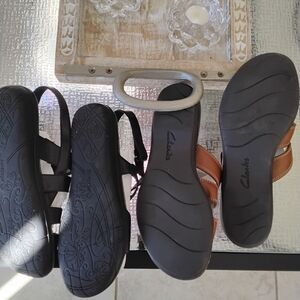 Clarks Brown Sandals and black Baretraps sandals 10M